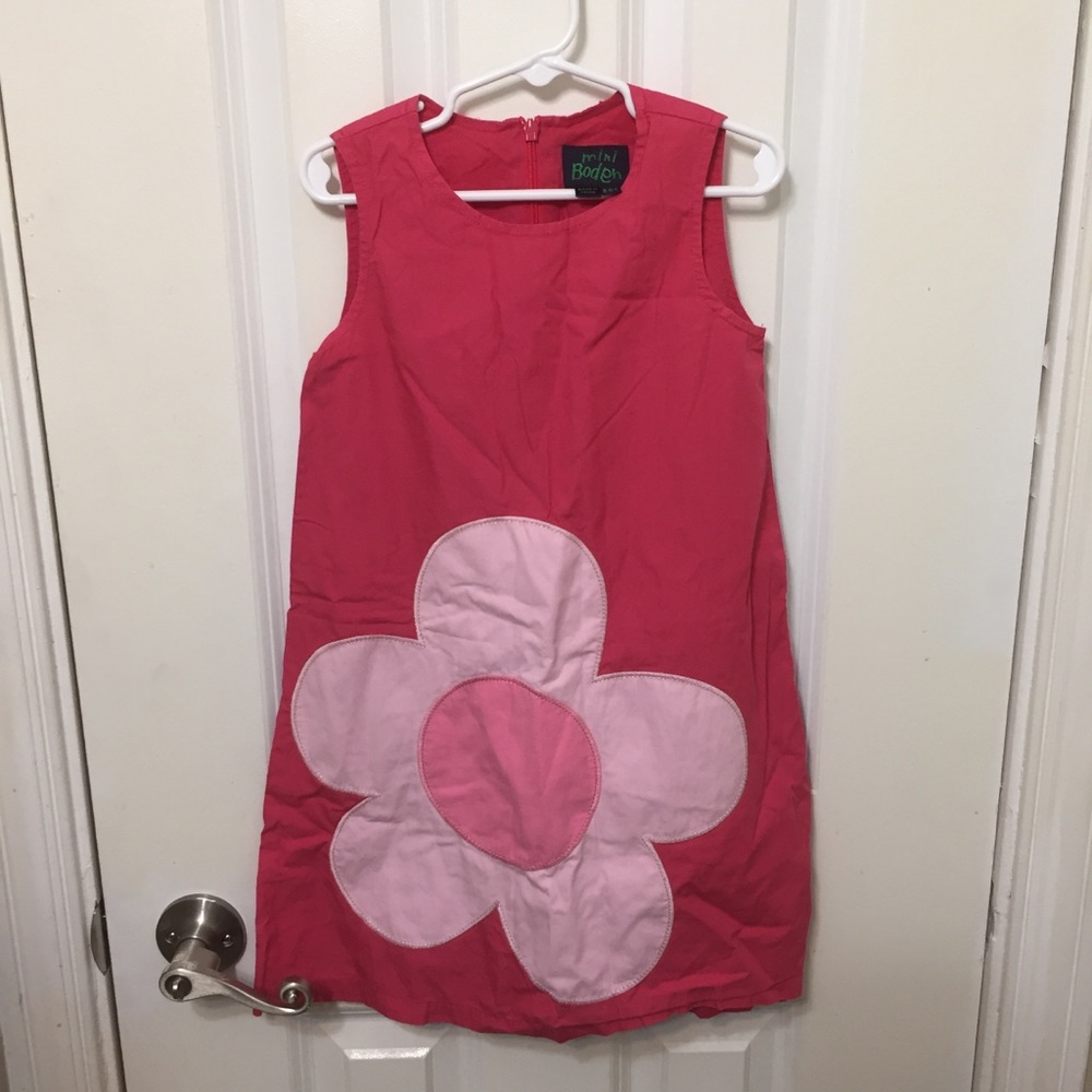 Girls Mini Boden Dress Size 5-6 Pink Flower EUC
